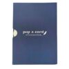 Solid navy back of Super Dad pop‑up card featuring small icon