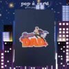 Navy cover with bold Super Dad comic logo on Father’s Day pop‑up greeting card