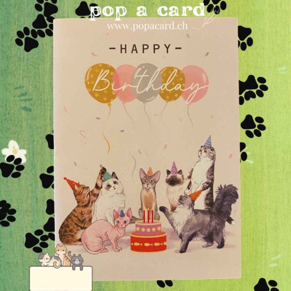Carte Pop-Up Fête des Chatons – carte pop-up et carte de vœux 3D – face avant
