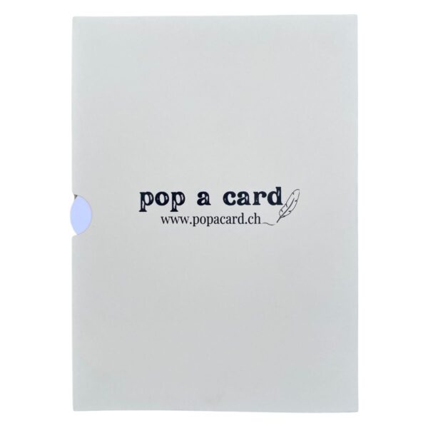 Verso de la carte de vœux pop-up 3D champagne