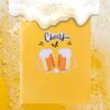 Yellow cover with clinking beer mugs and Cheers text on pop‑up birthday greeting card