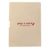 Cream back of champagne roses card with discreet logo