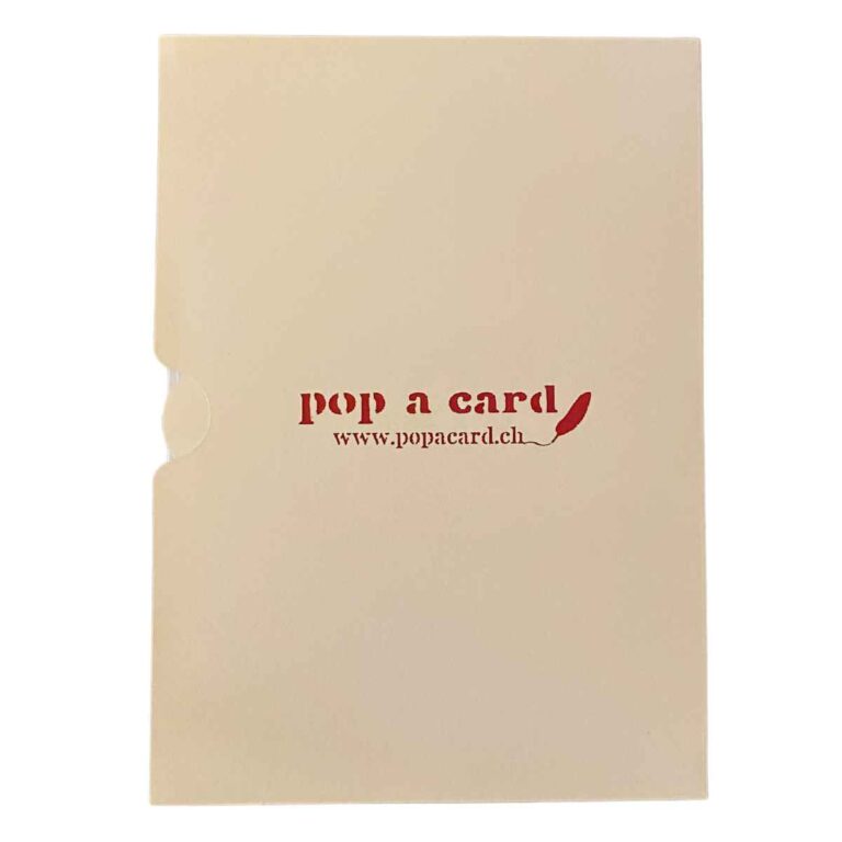 Cream back of champagne roses card with discreet logo