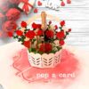 Layered rose petals and champagne neck detail in 3‑D floral card