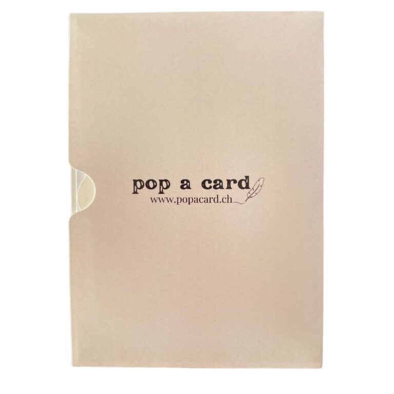 Back of dog party pop‑up card with paw print logo