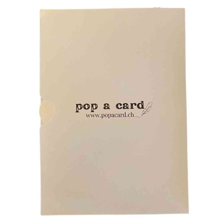 Back of lotus blossom pop‑up card with subtle brand mark
