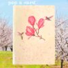 Cream cover with pink magnolia branch and hummingbirds on floral pop‑up card