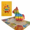 Rainbow piñata pop‑up birthday card showing cover plus colourful 3‑D interior