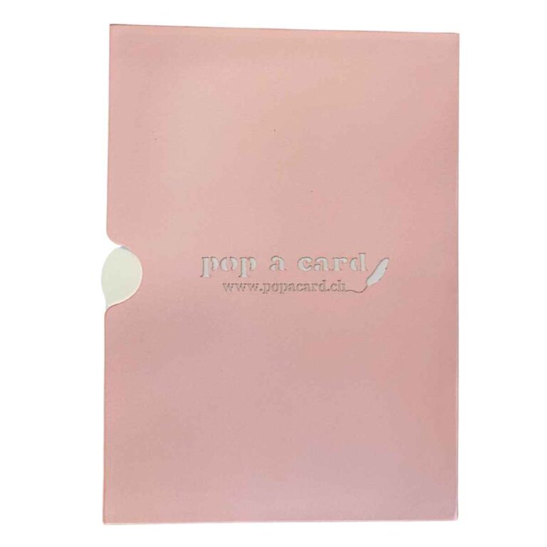 Lilac back of spring bear pop‑up card with subtle branding