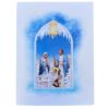 Close-up detail of Jesus in the manger with Mary and Joseph on the 3D Nativity card.