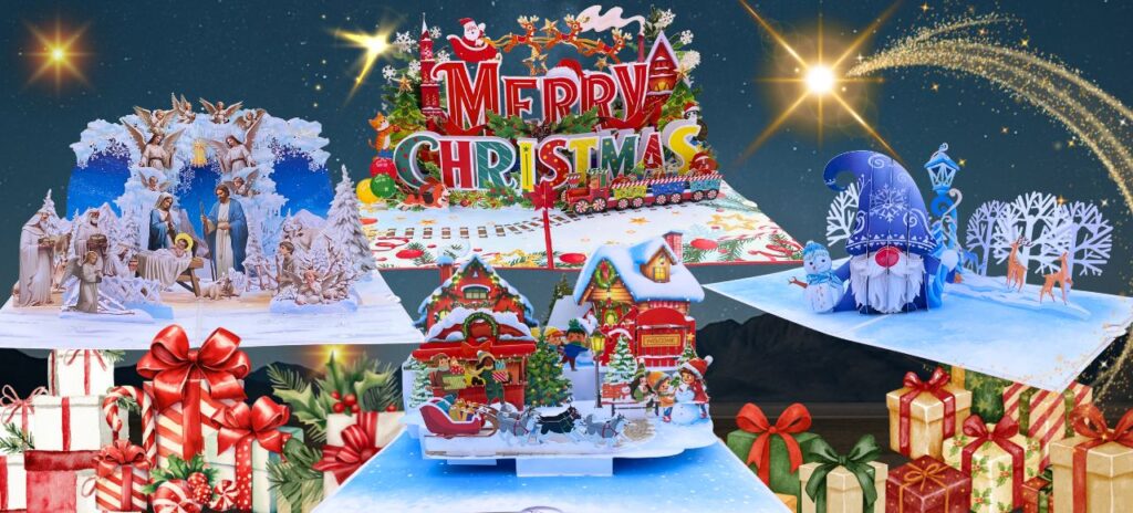 3D pop-up Christmas cards by Pop a Card